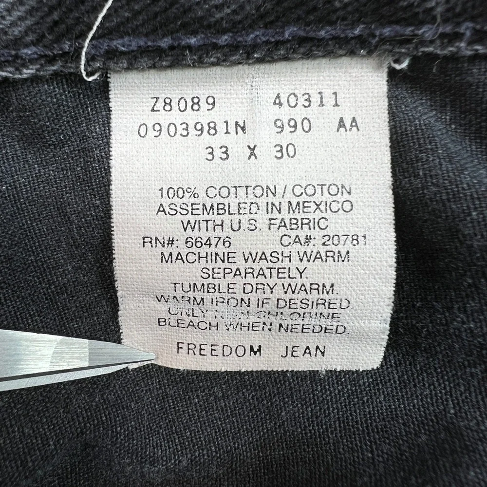 Vintage Tommy Hilfiger Freedom Jeans‎ Black Wash Denim Men 33x28.5 90s Baggy Y2K